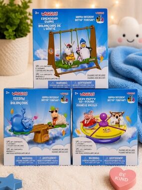 😊3/25 Waggles Playground Toy Lot Swing Seesaw Merry Go Round Playset
